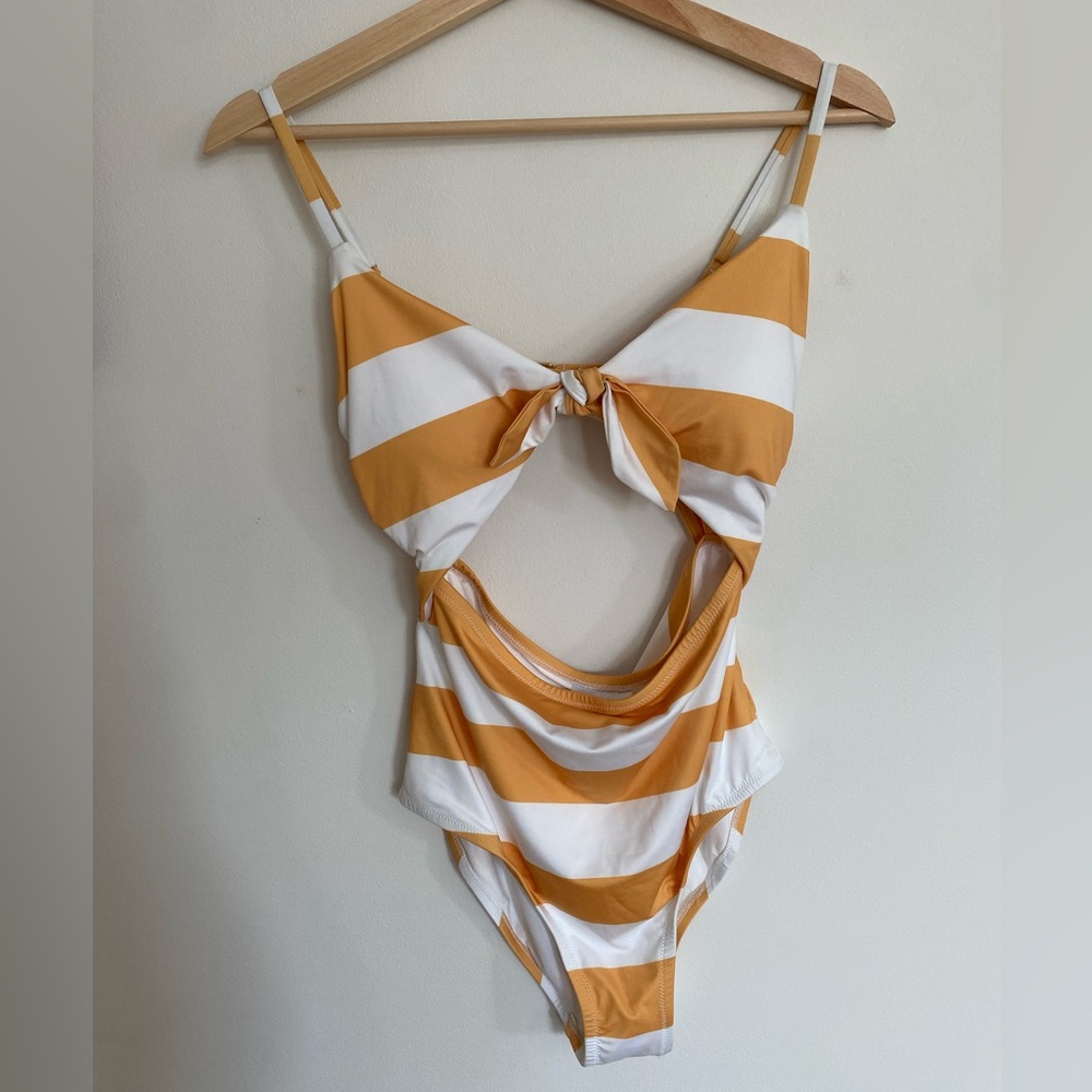 ModCloth Medium one piece front tie swim with cutouts